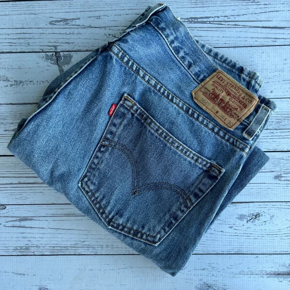 Vintage Levis 550 Mens Y2K 90s Relaxed Fit Medium‎ Wash Blue tapered Jeans 36x30